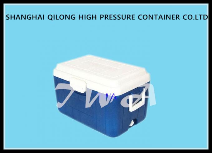 튼튼한 백색 정상 및 파란 얼음 냉각기 상자, 강한 짐 방위 수용량 플라스틱 냉각기 상자